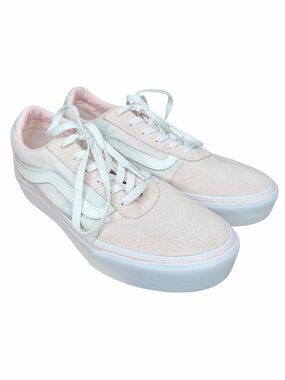 Vans Old Skool Platform Sneakers Women’s Size 10 Cream Blush Pink Suede Canvas